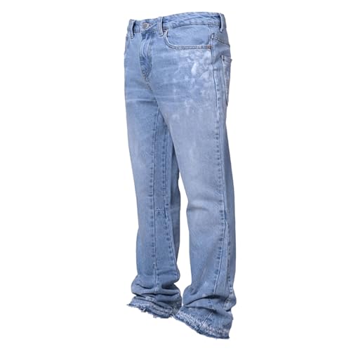 Pantalones vaqueros rectos para hombre con costuras gruesas y estilo apilado 4