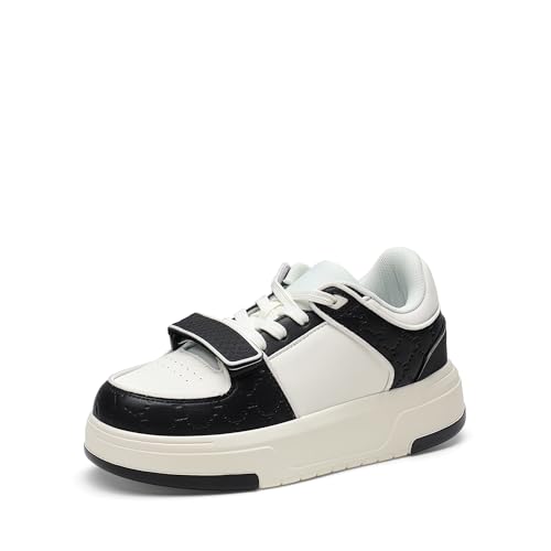 DREAM PAIRS Women Platform Chunky Sneakers Leather Oli Casual Fashion Sneaker 9 White/Beige