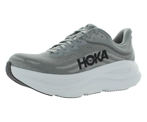 HOKA Bondi 9 Mens Shoes Size 10, Color: Galactic Grey/Stellar Grey