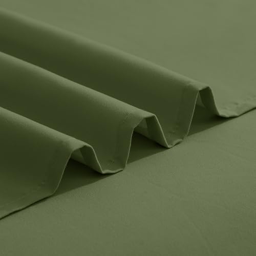 Image of Elegant Comfort Luxurious 1500 Premium Hotel Quality Microfiber Three Line Embroidered Softest 4-Piece Bed Sheet Set, Wrinkle and Fade Resistant, RV Short Queen, Green