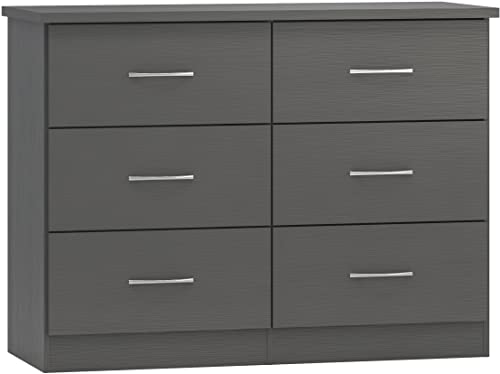 Seconique Nevada 6 Drawer Chest in 3D Effect Grey