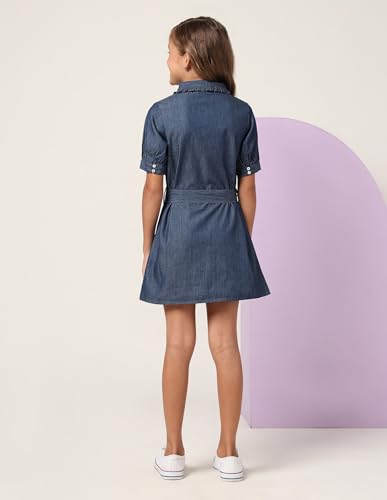 Image of U.S. Polo ASSN. Dresses for Kids Girls - Cotton, Solid Pattern, Button Closure Dress for Girls