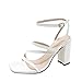 Chaussures à talons hauts - Respirantes - Décontractées - Pour femme - Talon épais, Blanc., 42 EU
