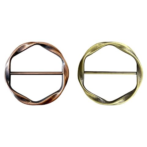 2 PCS Scarf Ring Clip for Women T shirt Clips Loops for Clothing Belt Buckle (Copper + Bronze), (Copper + Bronze), S Cover