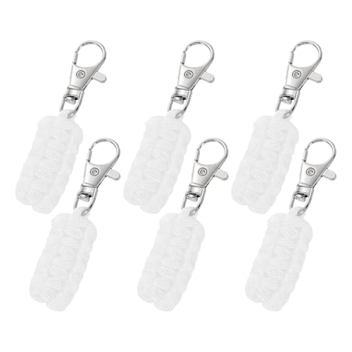 Image of YELARXI Paracord Zipper Pull Polyester Zipper Pulls Replacement Woven Rope with Metal Clasp, 80 mm Length Fit for Backpacks Clothing Luggage Accessories - Cylinder (6 Pack, White)