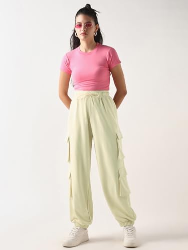 Image of Bewakoof Women's Cotton Super Loose Fit Joggers|Bewakoof Air 1.0 | Track pants for woman | Lower for women | Multipurpose | Activewear | Utility Pockets | Lightweight & Flexible Elastic Waist | Casual Joggers | Loose Fit