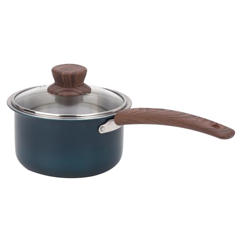 Image of The Better Home Triply Saucepan (16cm, 1.4L) with Lid (Blue) | 2.5mm Thickness | Tea Saucepan | Milk Boiling Pot | Gas & Induction Cookware | Cooking Pot (Blue)