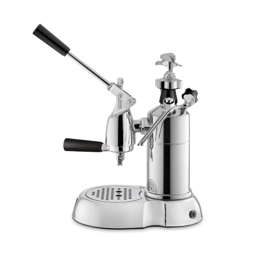 La Pavoni Milano, LPLMLN01EU Hebel-Espresso-Kaffeemaschine, Boilerheizung mit Manometer, 1,6-l-Wassertank, 2 52-mm-Filterhalter und 1/2-Tassen-/Wettkampffilter, 950 W, Verchromtes Messing – Bild 4