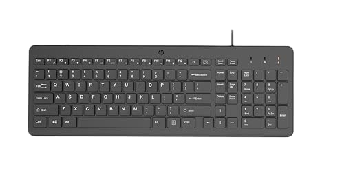HP 150 kabelgebundene Tastatur, QWERTZ Deutsches Layout, 12 Fn Tasten, funktioniert mit Windows & Mac, leise, schwarz – Ansicht 1
