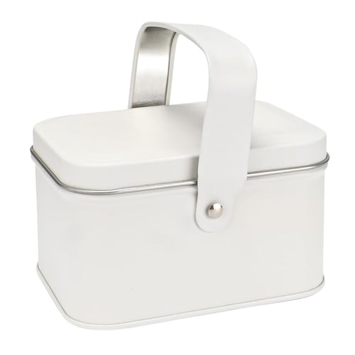 Ideen mit Herz | Metalldose mit Deckel & Henkel | Vorratsdose | Retro-Design | Vintage | 10,7cm x 8,1cm x 6,2cm | cremefarben | lebensmittelecht