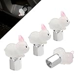 I3DIDEA Glow in The Dark Tire Valve Caps-4 Pieces Cute Animal Auto Exterior Accessories for Men/Women, Fun Tire Accessories Universal Fit for Most Car Motorcycles Trucks Bicycles. (Rabbit)
