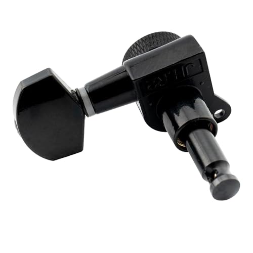 Musiclily Pro 6 in Line Guitar Locking Tuners Tuning Machines Set for Stratocaster Telecaster Style,Black