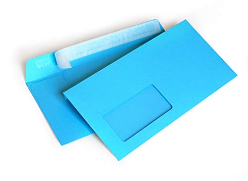 Sobres DIN largo C6/5, 114 x 229 mm, color azul claro, 120 g/m2, con ventana, adhesivo (209AF) Cover