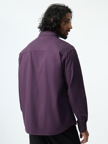 Image of The Souled Store Twill Shirt: Men and Boys Long Sleeve Spread Collar Solid Cotton Relaxed Fit Lightweight Easy to Style Everyday Office Wear Casual Shirt