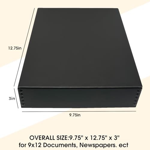 Image of Golden State Art, Drop Front Archival Storage Box, 9.75 inchx12.75 inchx3 inch-Black | Acid-Free 9x12 Museum Photo Storage Box with Metal Edge, Preserve Documents, Prints, Poster, Photographs, Arts And Crafts