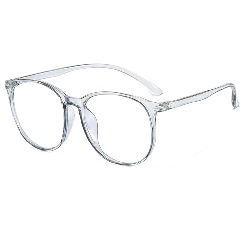 Image of Transparent Computer Glasses Frame Women Men Anti Blue Light Round Glasses Blackout Glasses Optical Glasses Lenses