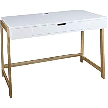 Neorustic Smart Desk with USB Ports, Solid American Maple Legs