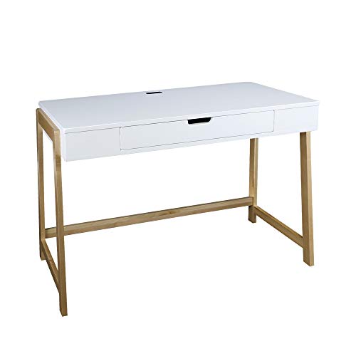 Casual Home Neorustic Smart Desk with USB Ports Schreibtisch, Ahorn, Zweifarbig (Weiß, Natur) Cover