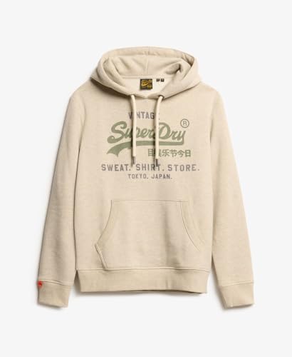 Superdry Herren Lässiges Vintage Logo Heritage Hoodie Pelikanbeige Meliert XL – Ansicht 6