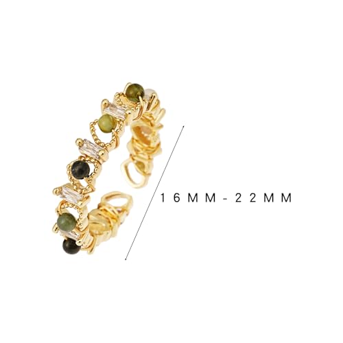 SIXFOX Tourmaline Rings Eternity Rings Colorful Statement Open Ring Wedding Rings Fashion Creative Finger Ring Jewellery Stainless steel Ring4