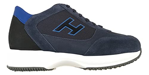  Hogan Sneaker Uomo Interactive Blu in Suede e Tessuto - HXM00N0Q101 PDU647N - Taglia 11
