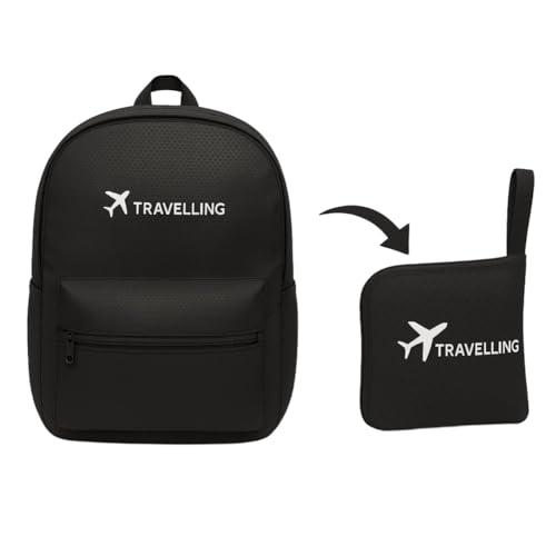Zaino pieghevole leggero uomo donna da viaggio mare scuola – 35x30x20 cm – 21 litri – richiudibile in pochette – zainetto trekking impermeabile compatto – bagaglio a mano escursione (Nero)