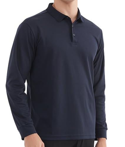 OYGSieg 4 Pack Men's Long Sleeve Polo Shirt Performance Quick Dry Collared Work Golf Hiking Casual Shirt2