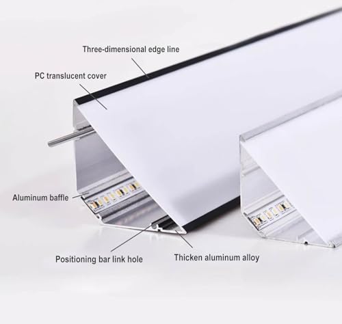 Profilé aluminium noir pour ruban LED de plafond et diffuseur transparent 18m - 4