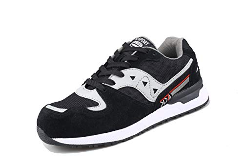 Wasnton Mujer Hombre Zapatillas de Seguridad Deportivos con Puntera de Acero Zapatos de Trabajo Entrenador Unisex