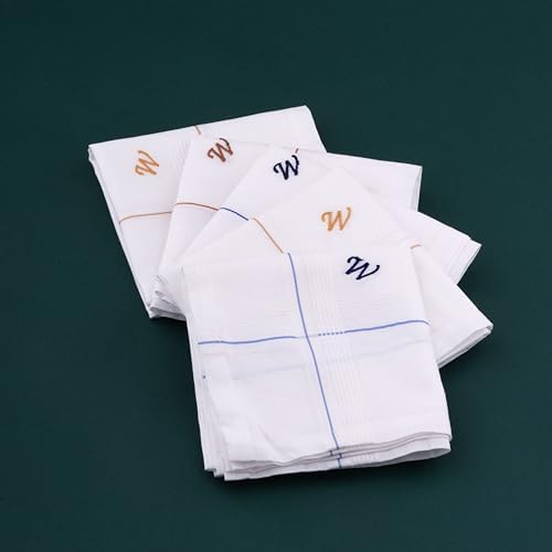 Image of CROSSLINE Men's Initial Monogram (A-Z) Embroidery 100% Pure Cotton Handkerchief | White Base With Colored Border | Handkerchiefs For Men Cotton Soft - (Pack of 5)