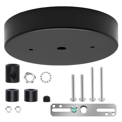 Image of Biaungdo 5 Inch Ceiling Lighting Canopy Kit, Black Canopy Kit for Metal Pendant Light, Chandelier Ceiling Light Plate Cover with All Mounting Accessories for
