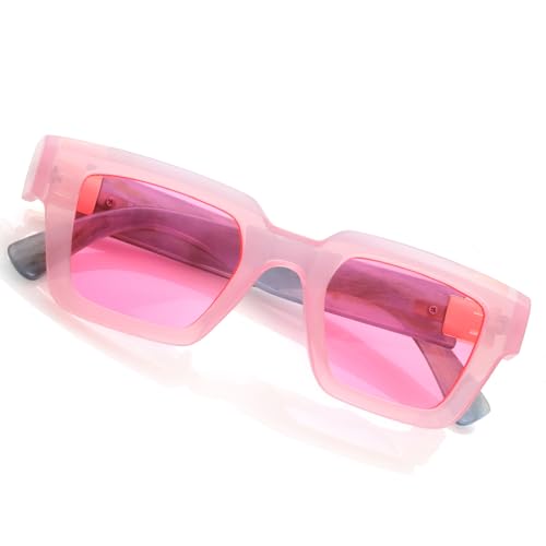 Image of Onrtry Fashion Square Sunglasses for Women Men Rectangle Thick Frame Sun Glasses 90s Designer Style Black Shades