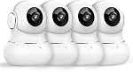 Caméra de sécurité intérieure, Caméra pour animaux de compagnie avec application, WiFi Caméra intérieure pour bébé/chien, 2K Caméra de sécurité pour Baby Monitor, 360° Pan & Tilt IP Caméra pour le suivi, Travaillez avec Alexa,paquet de 4