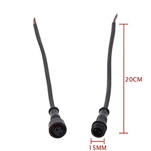 WESIRI 5Pairs 2pin Black Electrical Connector LED Connector for LED Lights 20cm Extension Cable 40cm/Pair 0.3mm² 15mm Nut - Thumbnail 4