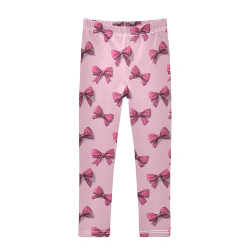 Girls Leggings Pink Bows Soft Toddler Leggings for Girls Kids Pants Size 4T-10T