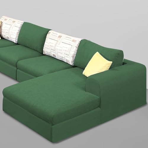 Image of Koza RHS 6 Seater L Shape Sofa Set for Living Room (Green Fabric) Premium Fabric Sofa