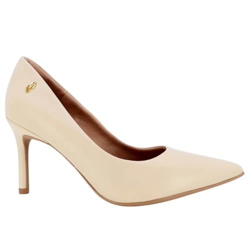 Scarpin Feminino Usaflex Ah1901019002 Bico Fino Couro Bege