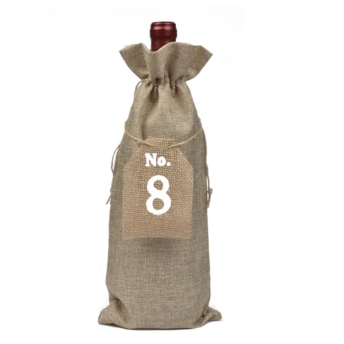 Bolsas de arpillera para botellas de vino de 20 unidades con etiquetas numéricas 3