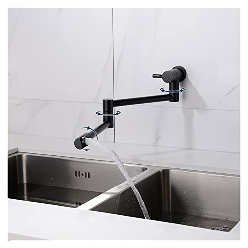 Grifo de llenado de ollas cromado cepillado y plegable para pared con caño giratorio 4