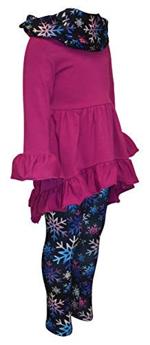Image of Unique Baby Girls Kids Toddler 3pc Outfit Set Long Sleeve Cotton Blend Tunic Top Leggings and Scarf