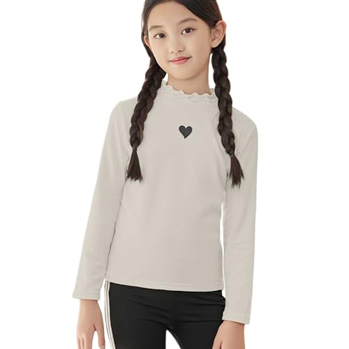 Girls Cotton Shirts Ruffle Neck Long Sleeve Cute Heart Shirts Teen Soft Comfort Fall Winter Warm Underwear Clothes2