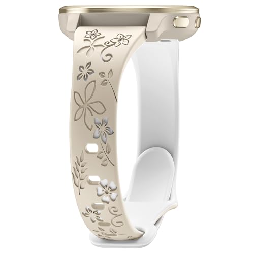 Bracelet montre Garmin Forerunner 255S silicone fin souple motif fleur