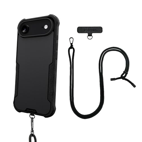 Image of Smartish iPhone Air MagSafe Case + Crossbody Lanyard Strap - Magnetic Protective Case - Heavy Duty Armor Cover + Universal Detachable Shoulder Neck Strap for Apple iPhone Air - Black Tie Affair