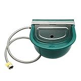 Achicklead Plastic Automatic Water Bowl with Stainless Steel lid, Livestock Waterer for Cattle Horse Goat Sheep Dog, Water Trough Bowl with Float Valve (39.37 Inch Pipe)
