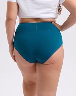 INNERSY Women's Plus Size XL-5XL Full Coverage Underwear High Waisted Cotton Panties 4-Pack(Mint Sky,4X-Large)