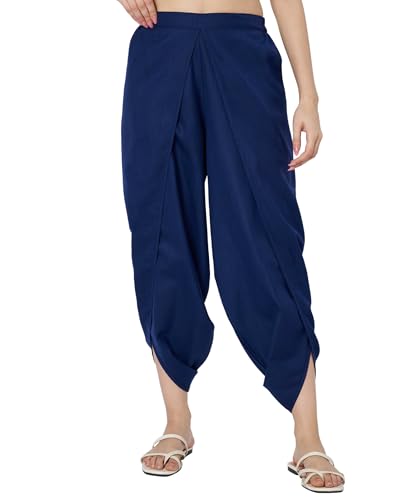 Image of 9rasa Women's Cotton Solid Harem Dhoti Pants for Casual FusionWear Workwear