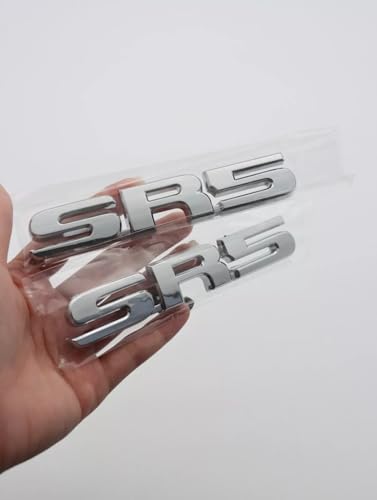 2pcs SR5 Fits for All 4 Wheel Drive Car Side Rear Tailgate Badge 3D Emblem Sticker Decal (Silver)