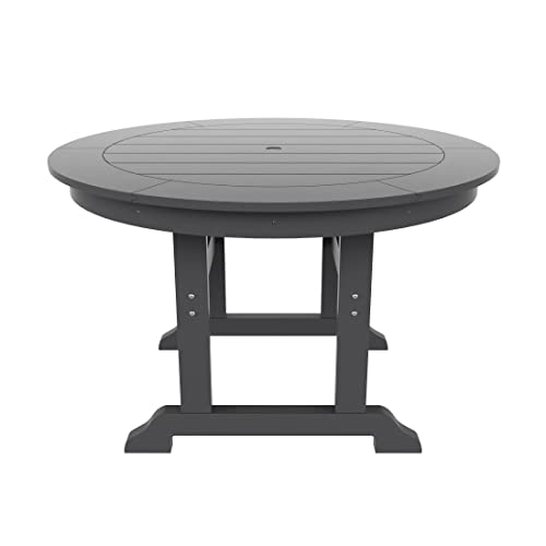 Wo Home Furniture Adirondack Patio Dining Set Of Outdoor Dining Chairs & Round Table 5 Pcs Classic Back (Gray) #TOP7