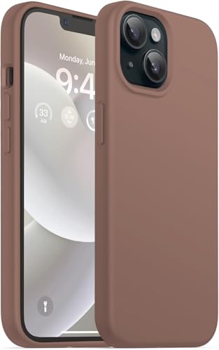 Image of DIZORO Compatible with iPhone 14 Case, Liquid Silicone Case, Full Body Protective Cover, Shockproof, Slim Phone Case, Anti-Scratch Soft Microfiber Lining, 6.1 inch (Brown)