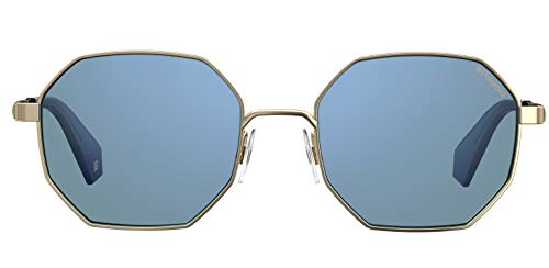 Polaroid Sunglasses PLD 6067/S Hexagonal Sunglasses, Gold Blue/Polarized Silver Mirrored, 53mm, 19mm2